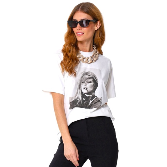 Annie Bing X Terry O’Neill Brigitte Bardot Ida Cotton Tee Large NWOT - Picture 1 of 13